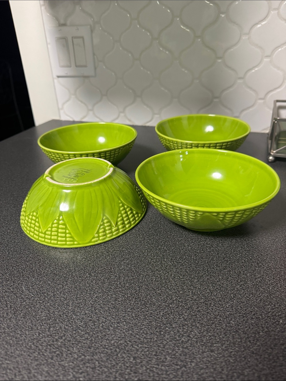 Set of 4 vintage Green Stangl Maize Ware Bowls